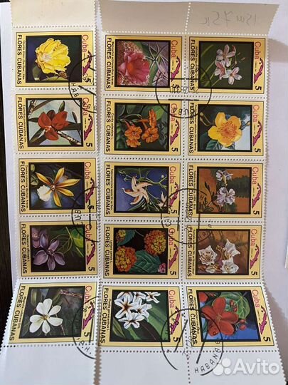 Почтовая марка куба цветы
