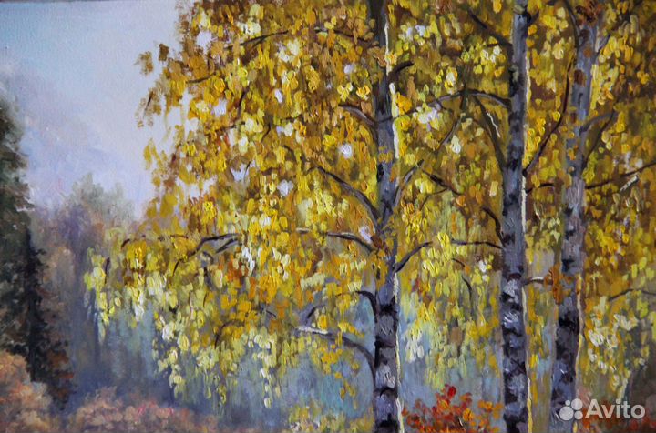 Картина маслом Золотая Осень Городской пейзаж