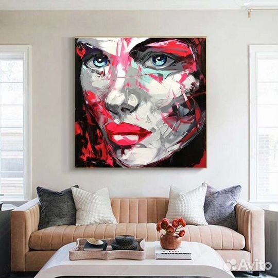Яркая картина маслом абстрактный портрет девушки