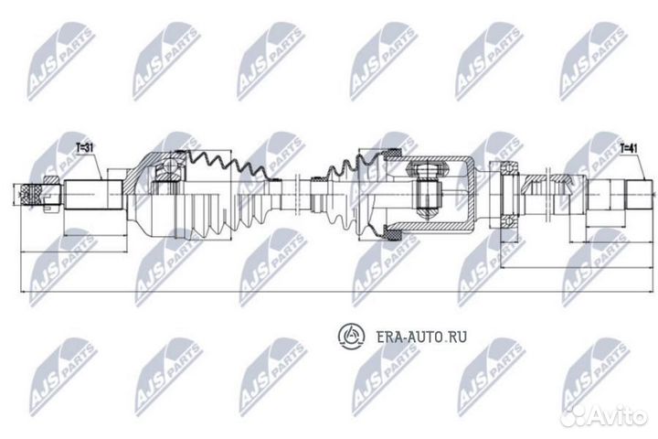 NTY npwfr074 NPW-FR-074 привод правый 1092mm\ Ford