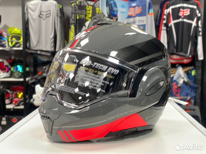 Мотошлем Scorpion EXO-tech EVO Серый/Черный/Красны