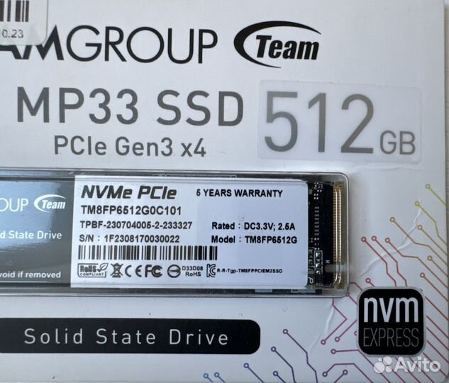 512 гб SSD M.2 накопитель Team Group MP33