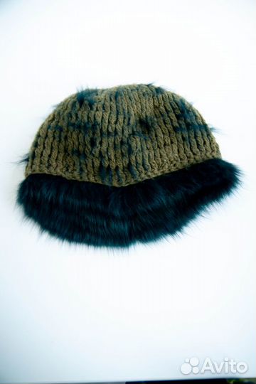 Шапка меховая вязаная крашеный песец