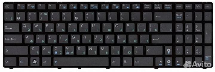 Клавиатура asus K73SV с рамкой, глянцевая, черная