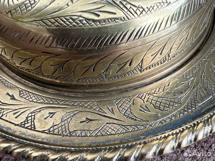 Масленка. Икорница. Ручная гравировка. Индия