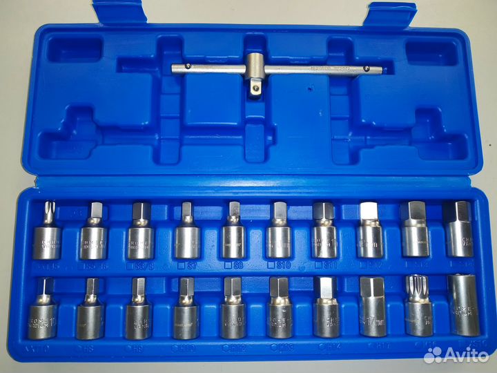 Набор головок для маслосливных пробок, 21 пр