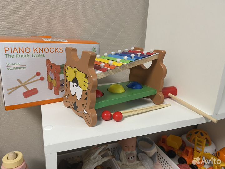 Игрушка стучалка и ксилофон 2 в 1 с молотком