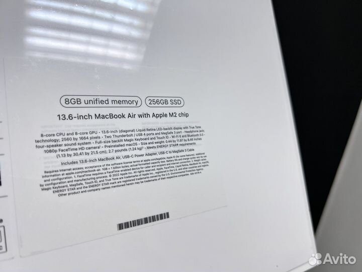 Новый. MacBook Air 13.6 M2 / 8\256Gb+рус.клав