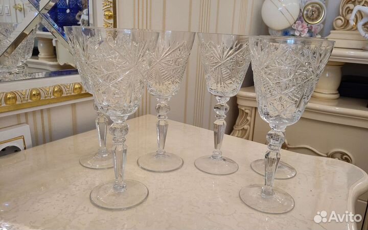 Фужеры бокалы хрусталь на фигурной ножке