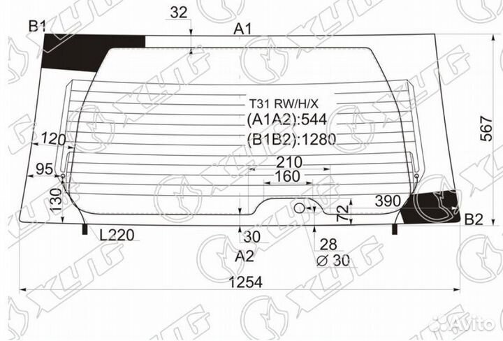 Стекло заднее с обогревом nissan X-trail 07-14