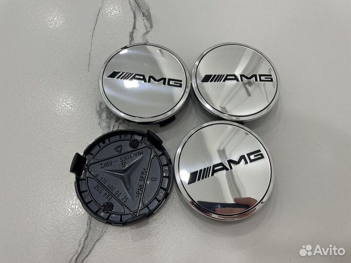 Колпачки mercedes AMG хром 75 мм черн осн