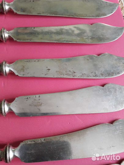 Нож 6 шт. чистое серебро 800 пр. 315гр