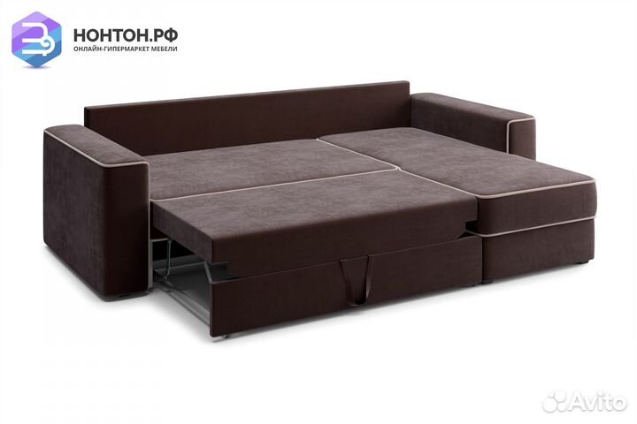 Диван угловой дельфин Берген коричневый