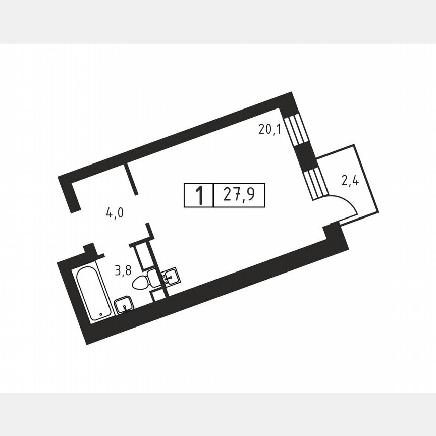 1-к. квартира, 27,9 м², 3/3 эт.