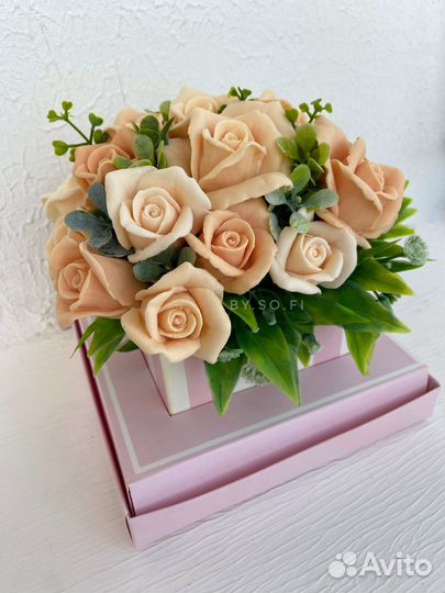 Букет из мыла. Мыло ручной работы. Розы из мыла