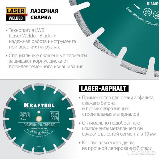 Kraftool laser-asphalt 350 мм (25.4/20 мм, 10х3.2