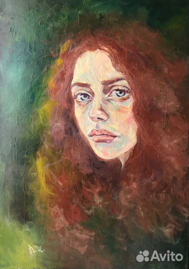 Картина маслом большая рыжая девушка масло холст