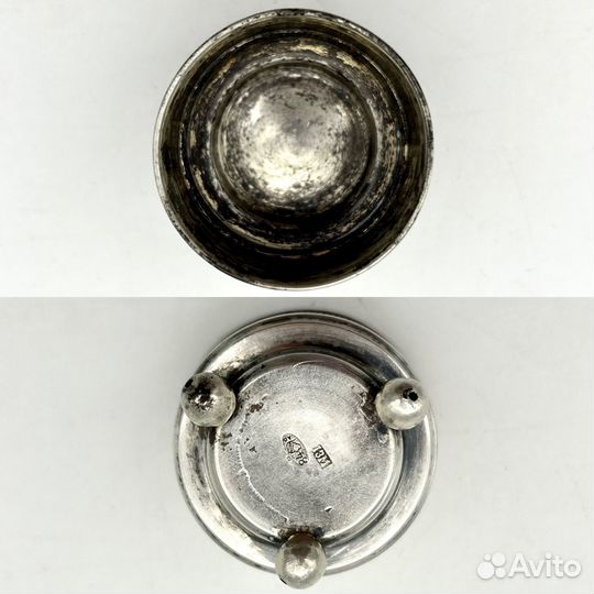 Солонка на ножках шариках серебро 84 проба, 14,5 г