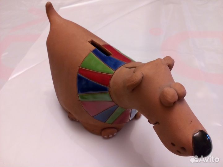 Копилка. Собачка. Авторская работа. Глина