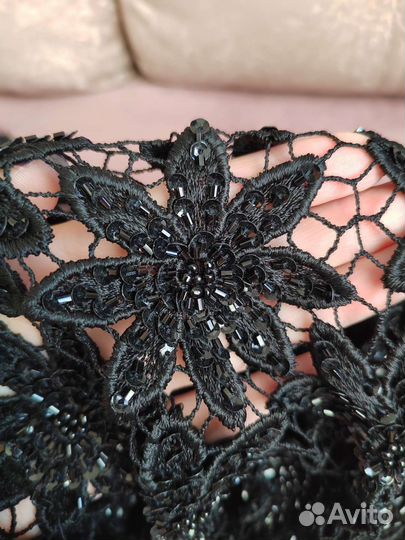 Ткань черный гипюр отрез
