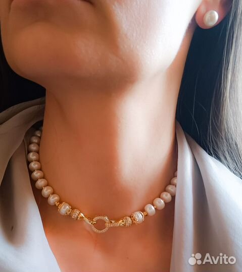 Свадебный комплект с натуральным жемчугом