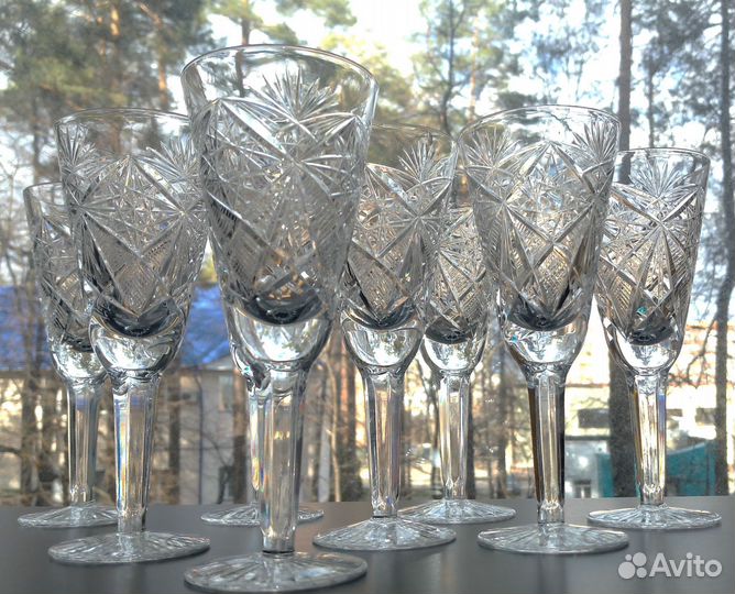 Набор из 8 хрустальных фужеров 15,5 см 100мл