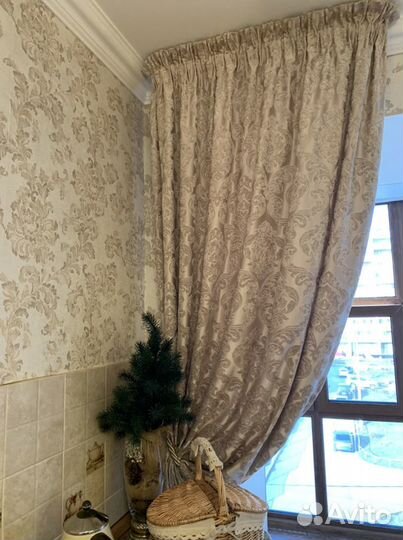 Готовые шторы, бархатный 3d дамаск