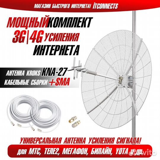 4G MiMO Антенна Kroks KNA27 MiMO + SMA для Модема