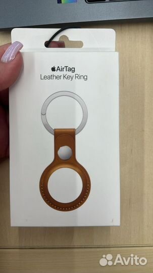 Apple AirTag Leather Key Ring Saddle Brown