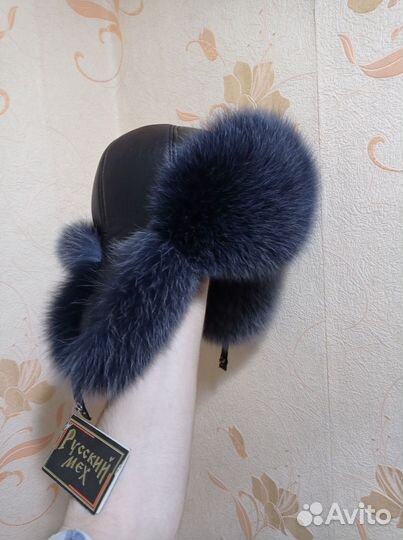 Шапка женская ушанка новая натуральная кожа +песец