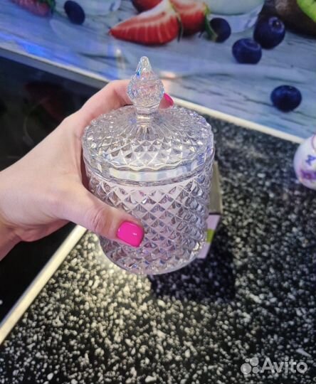 Сахарница стеклянная с крышкой