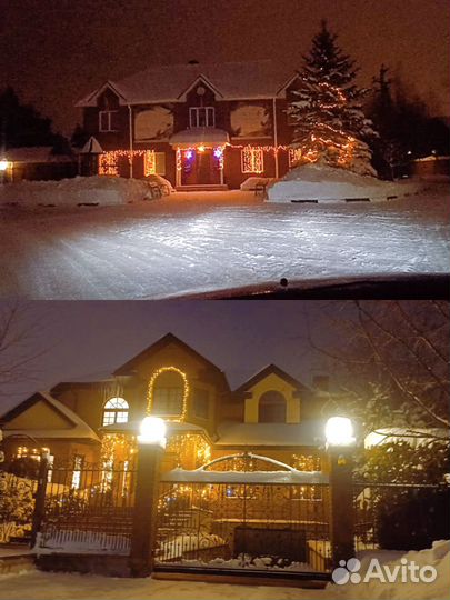 Украшение домов гирляндами