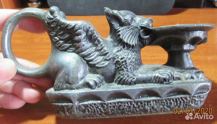 Подсвечник Крылатый Лев (Грифон) СССР Винтаж 1970