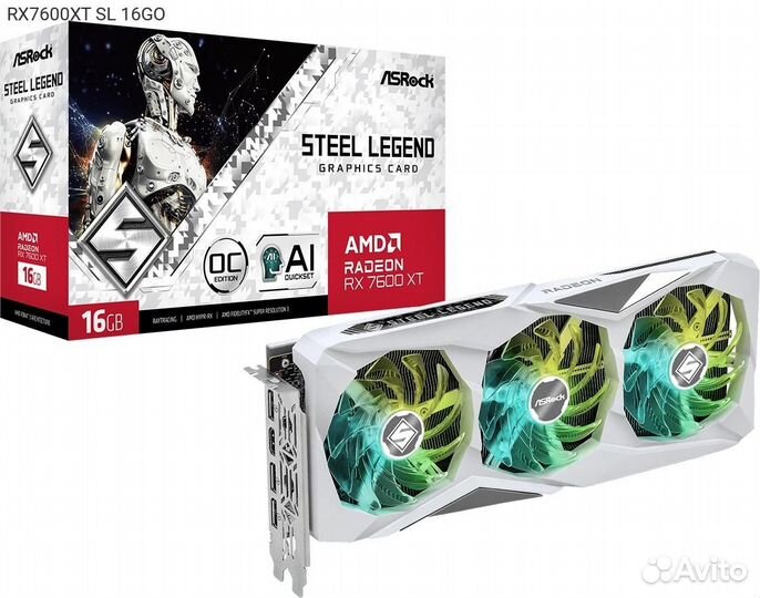 RX7600XT SL 16GO, Видеокарта ASRock AMD Radeon RX 76