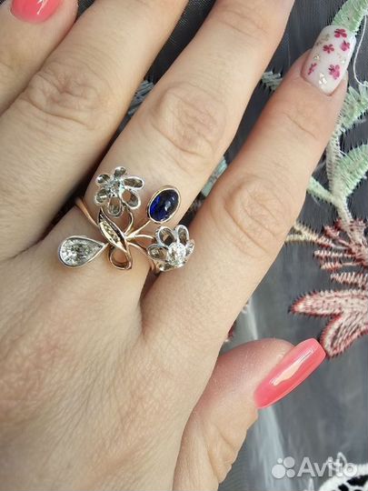 Антикварное кольцо с бриллиантами 0.610 ct 4.18гр