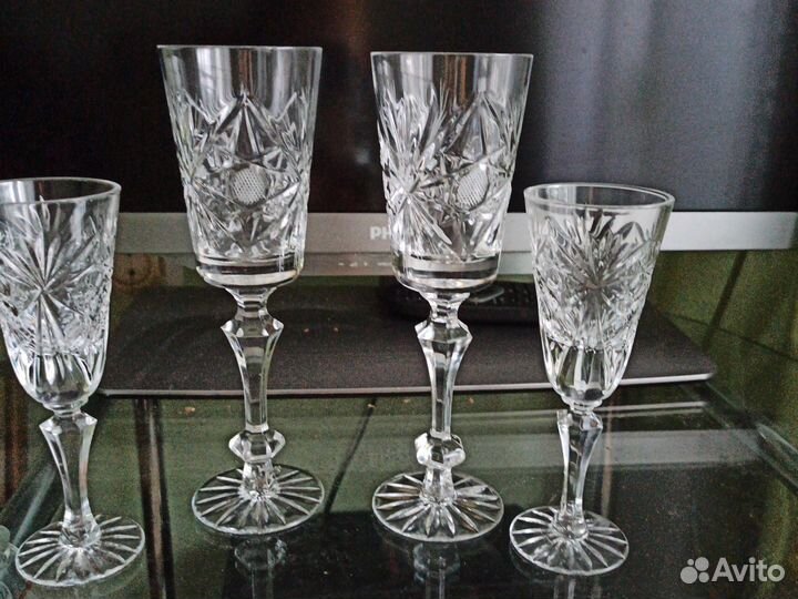 Фужеры хрустальные высокие СССР, 22 см