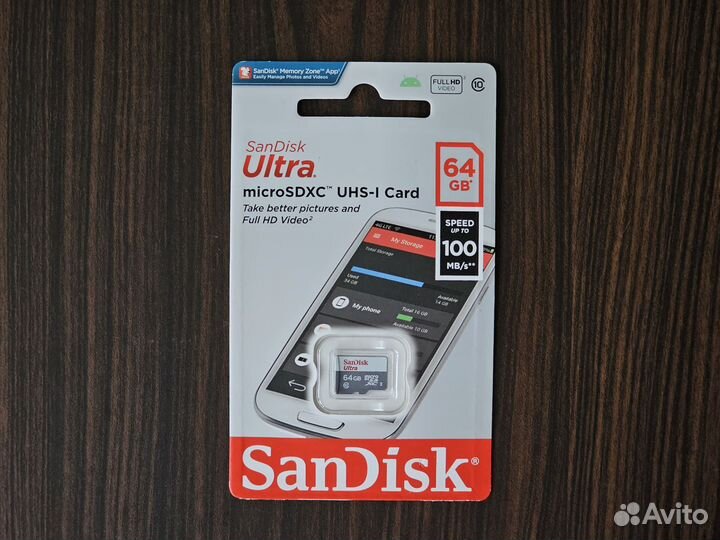Карта памяти SanDisk microSD 64 гб UHS-I 100 Mb/s