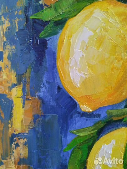 Интерьерная картина маслом Лимоны