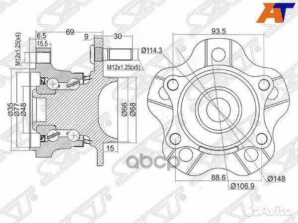 Ступичный узел задн. nissan teana #J31 2WD ST-4