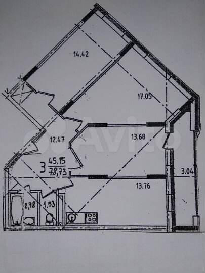 3-к. квартира, 75,2 м², 7/9 эт.