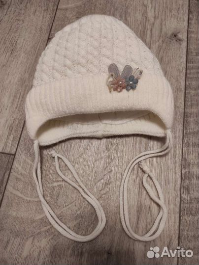 Шапка зимняя на девочку 3-8 мес