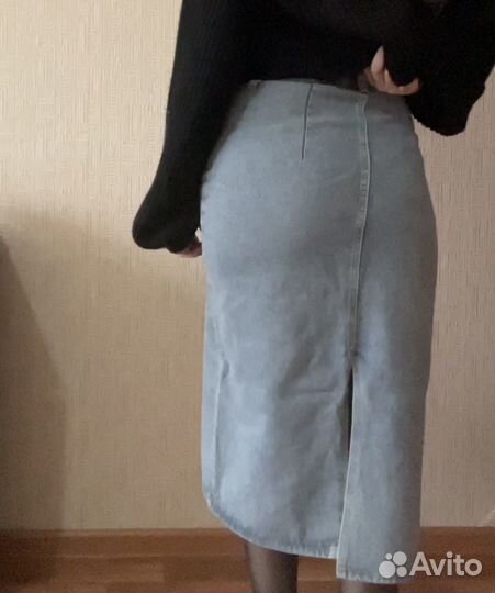Джинсовая юбка миди 44