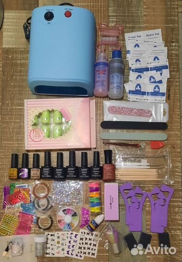 Набор для наращивания ногтей шелак с лампой