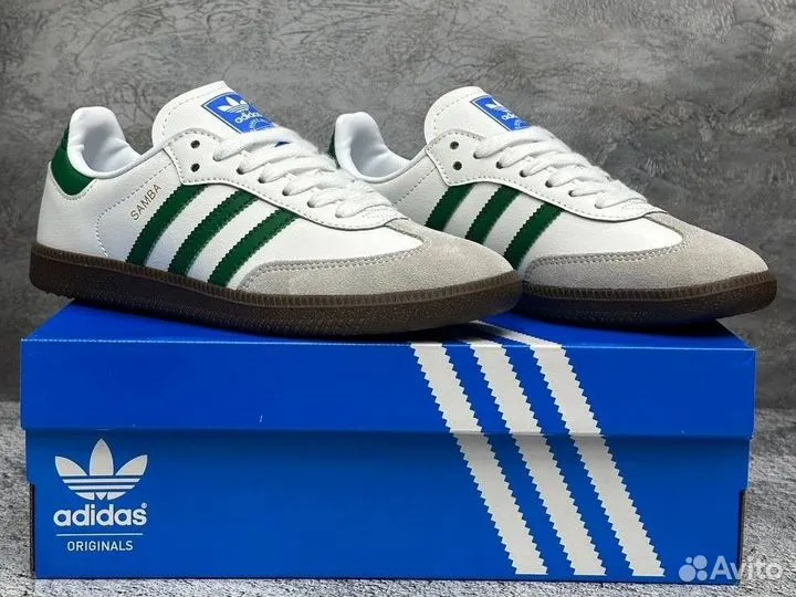 Кроссовки Adidas Samba White Green (36-45)