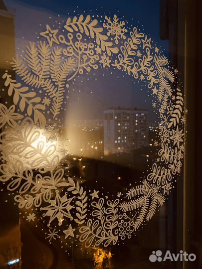 Роспись витрин в новогоднем стиле