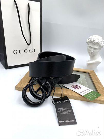 Новый Ремень Gucci черный унисекс (1042)