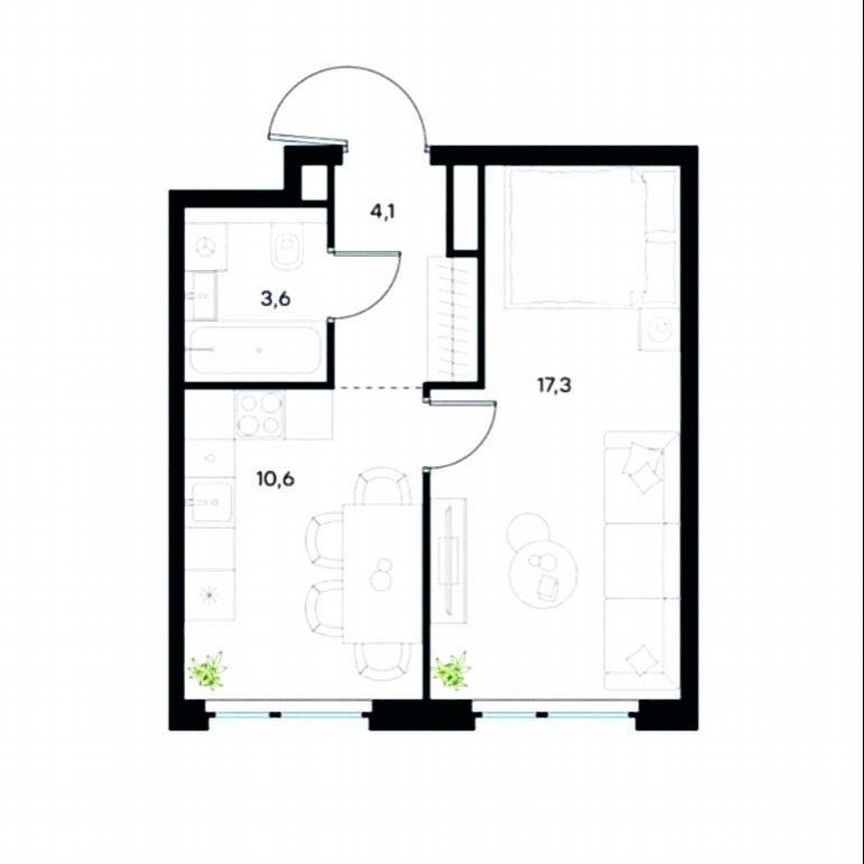 1-к. квартира, 35,6 м², 8/12 эт.