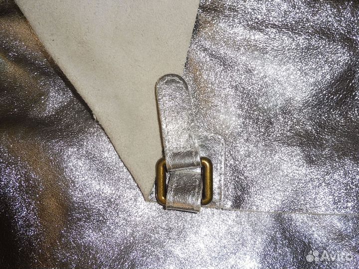 Сумка серебристая,натуральная кожа