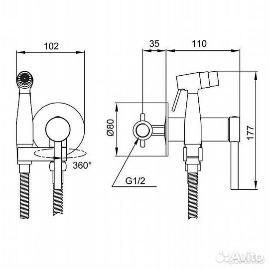 Смеситель с гигиеническим душем Gappo G7206-9