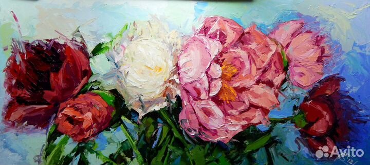 Интерьерная картина с цветами, пионы